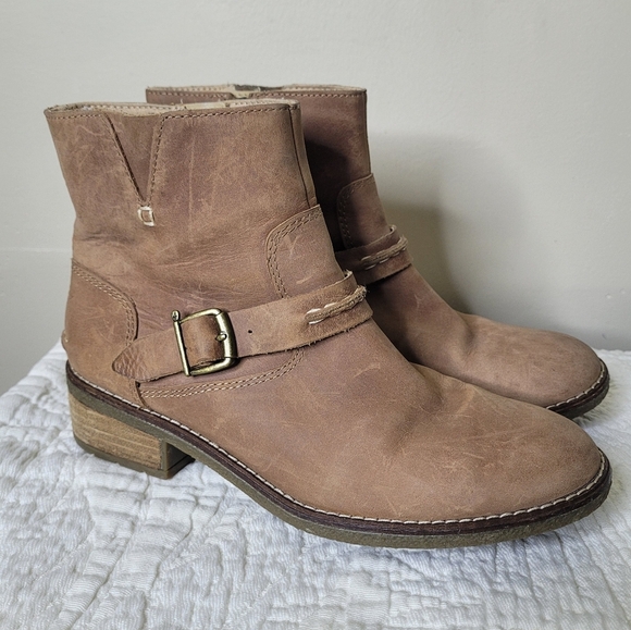 Sperry Seaport Storm Bootie Sz 7.5 Leather Ankle Boots Brown Zip Buckle Casual - Picture 4 of 10